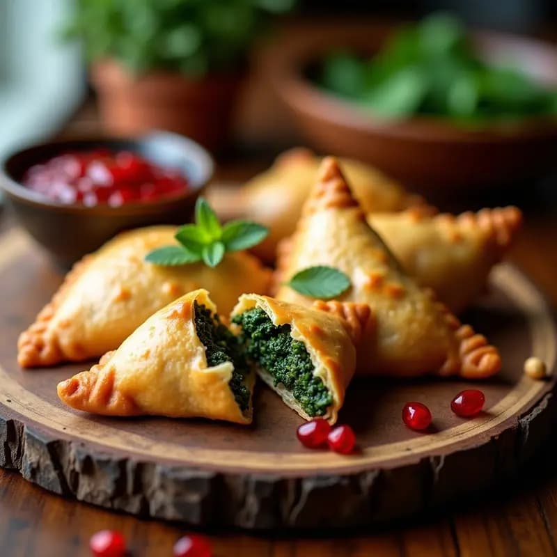 Empanadas Árabes de Espinacas y Piñones con Salsa de Granada: Receta de Fatayer
