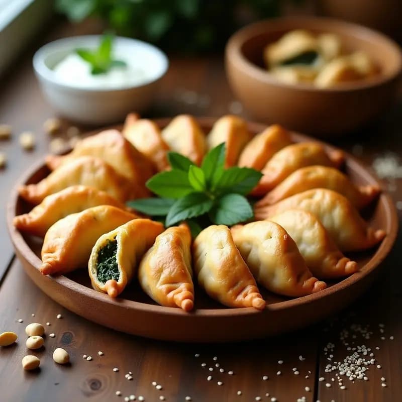 Empanadas Árabes de Espinacas y Piñones: Receta Libanesa con Masa de Trigo Integral y Yogur