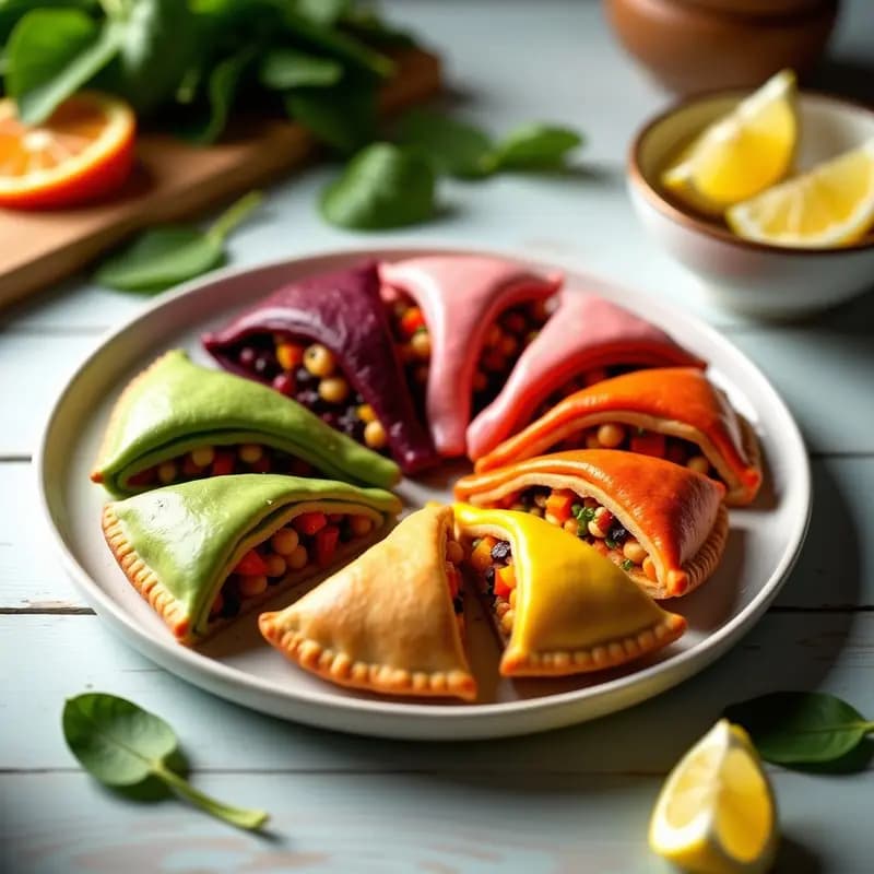 Empanadas de Arcoíris con Masa de Espinaca y Remolacha: Receta Vegana para Tupper Colorida