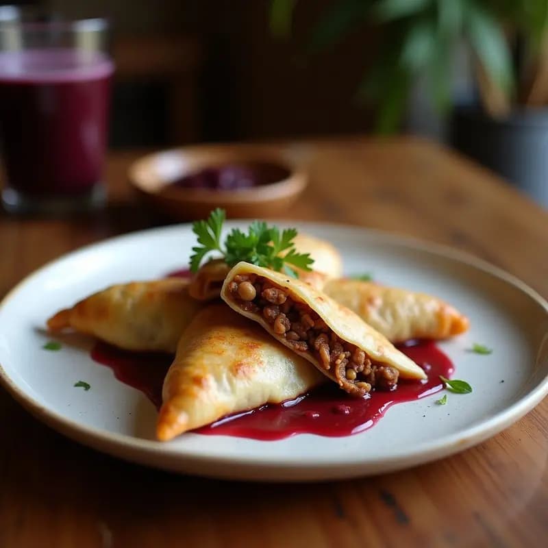 Empanadas de Masa de Arroz Morado con Relleno de Carne de Res y Cacahuates: Receta China en Airfryer
