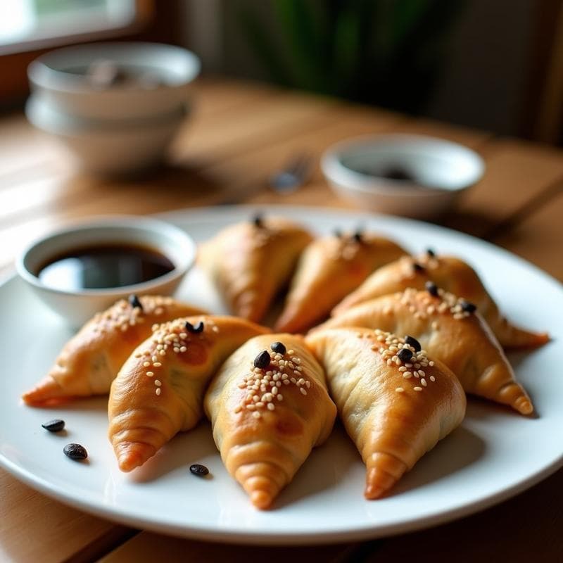 Empanadas de Masa de Arroz Rellenas de Untersuchung y Cebolla Morada: Receta Coreana en Airfryer