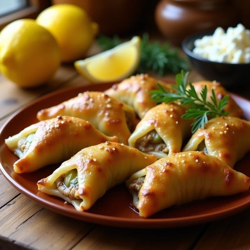 Empanadas de Atún y Pepinillos en Hoja de Parra: Aperitivo Griego en Airfryer