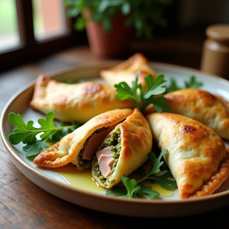 Empanadas de Atún con Pesto de Rúcula y Piñones: Receta Siciliana en Airfryer Sin Masa Tradicional