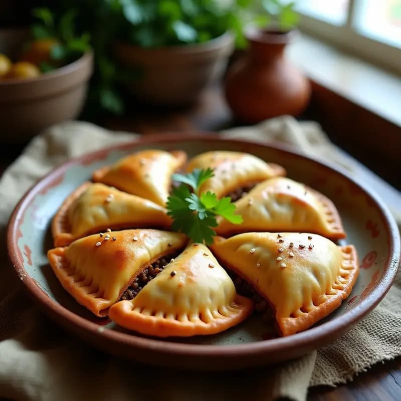 Empanadas de Masa de Camote con Picadillo de Lentejas y Aceitunas: Receta Peruana Vegana en Olla Exprés