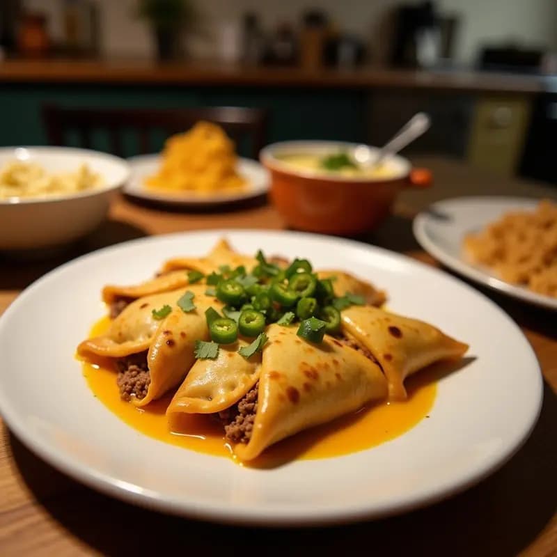 Empanadas de Carne Mechada con Queso Cheddar y Jalapeños en Manteca de Cerdo: Sabores Intensos de la Cocina Tex-Mex