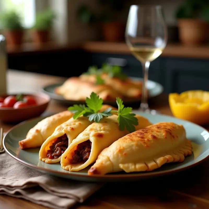 Empanadas de Carne Mechada con Queso Chesco y Ají Amarillo: Sabores Peruanos en Cada Bocado