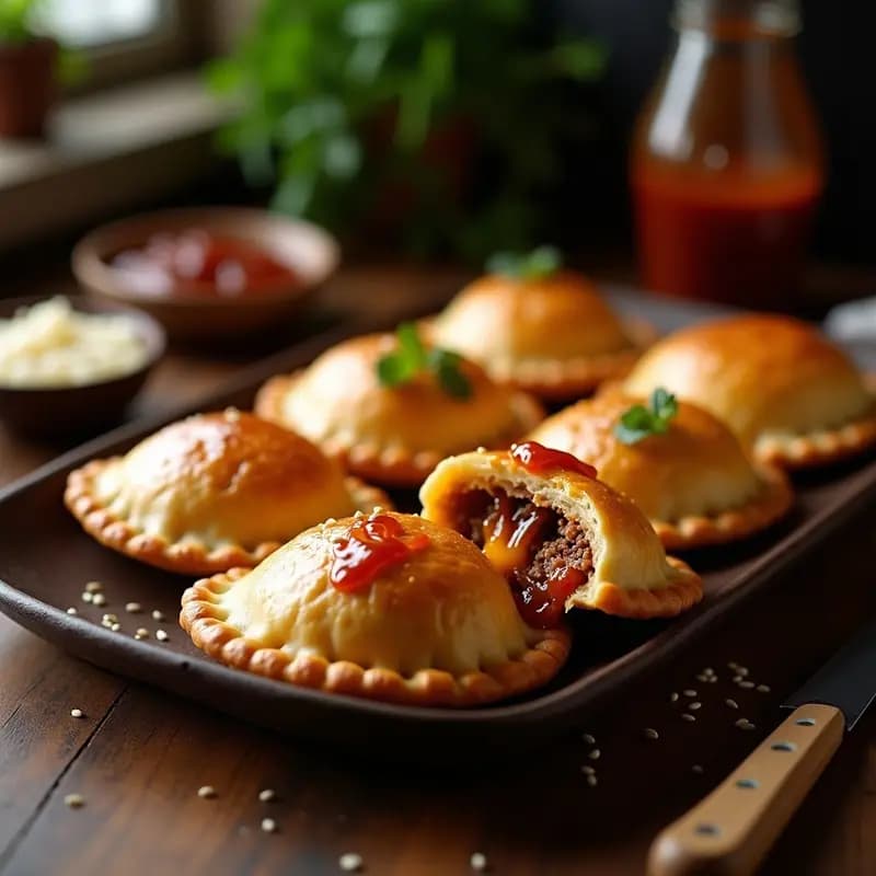 Empanadas de Carne Picada con Queso Fundido y Salsa Barbacoa: Aperitivo o Cena Rápida y Sabrosa