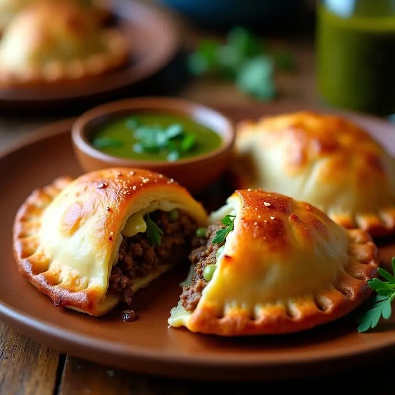 Empanadas Argentinas de Carne y Queso Azteca con Salsa de Chimichurri: El bocado que te hará viajar