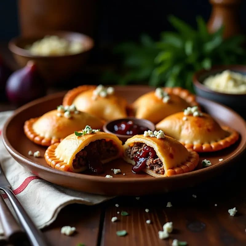 Empanadas de Carne con Queso Azul y Mermelada de Higos: Receta de Comida Basura Gourmet
