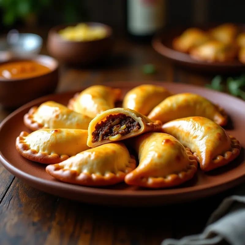 Empanadas de carne con queso y cebolla caramelizada: Delicia argentina en cada bocado