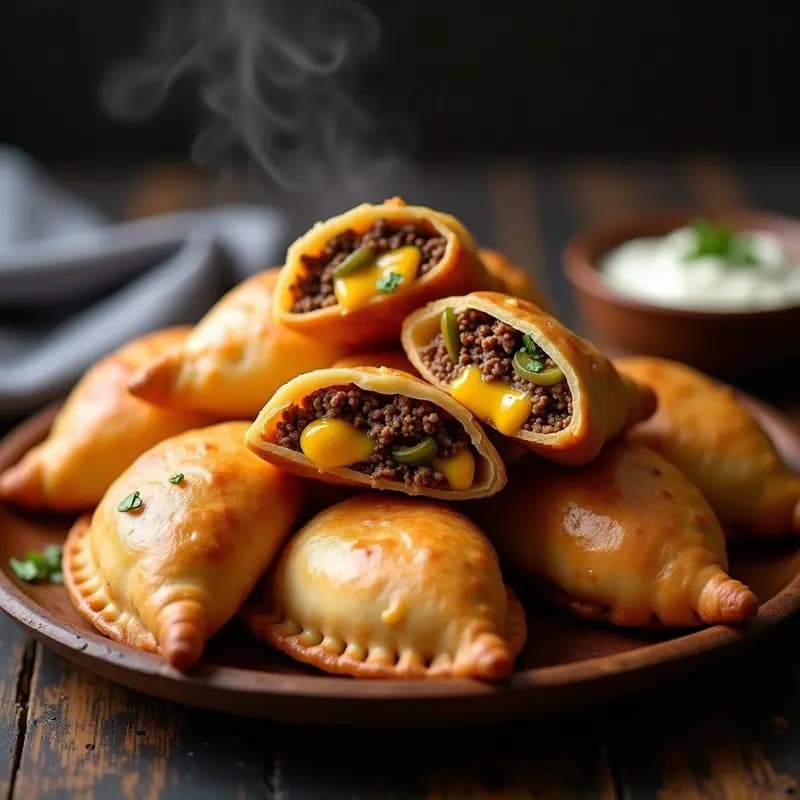 Empanadas de Carne con Queso Cheddar y Jalapeños: Picor y Sabor en Cada Bocado