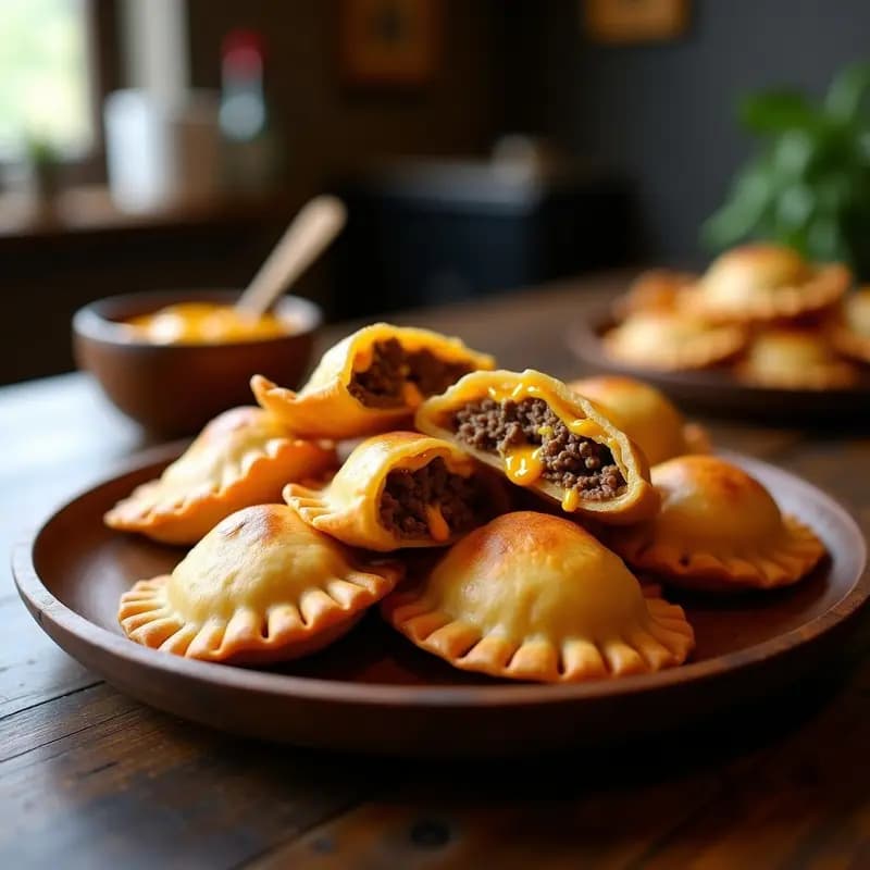 Empanadas de Carne con Queso Cheddar y Salsa de Queso Nacho: Receta Argentina para Fiesteros