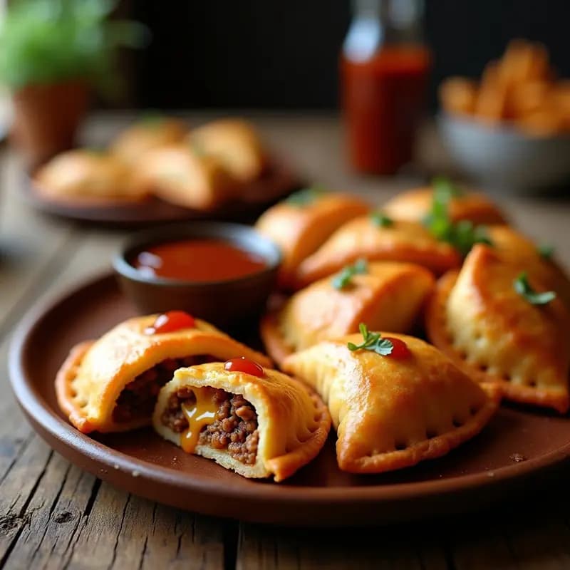 Empanadas de Carne y Queso Fritas en Aceite de Manteca de Cerdo con Salsa BBQ: El Bocado más Jugoso