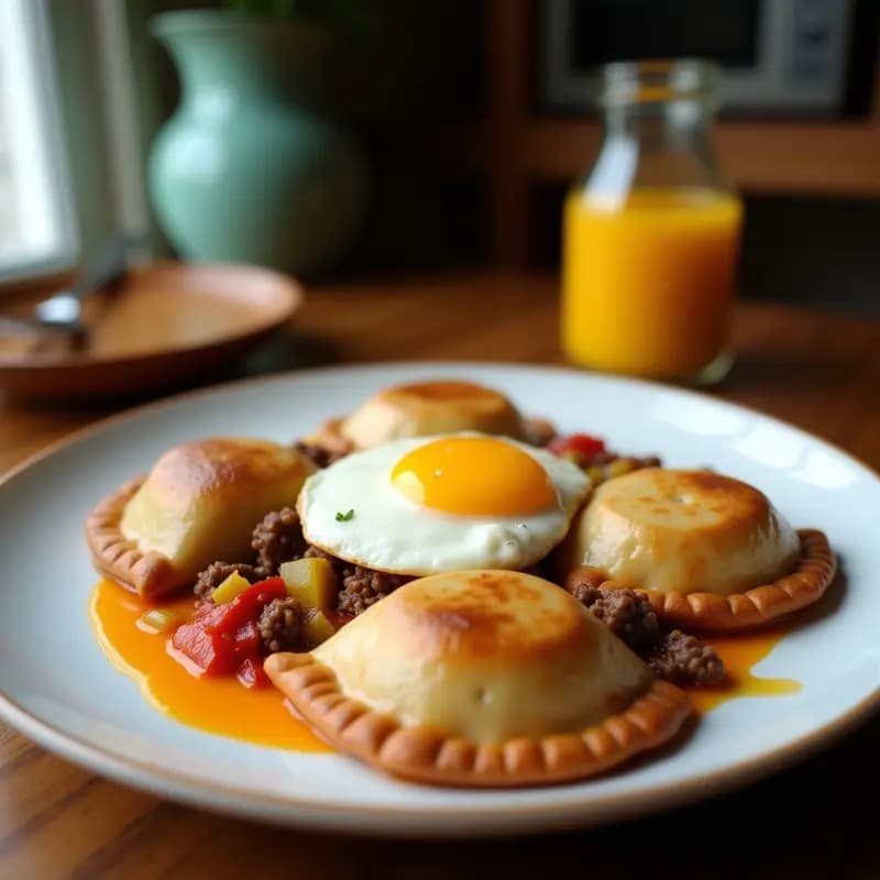 Empanadas de Carne con Queso Fundido y Huevo Frito Encima: Comida Callejera en su Máxima Expresión