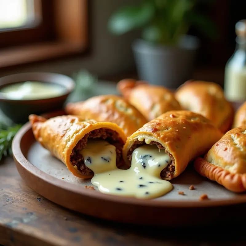 Empanadas de Carne con Queso Fundido y Salsa de Queso Azul: Receta Argentina para Amantes del Queso