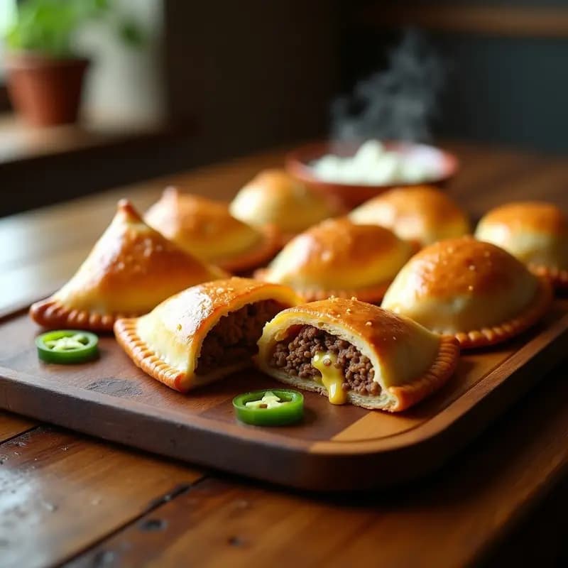 Empanadas de Carne con Queso y Jalapeños en Masa de Hojaldre: Crujientes y Explosivas