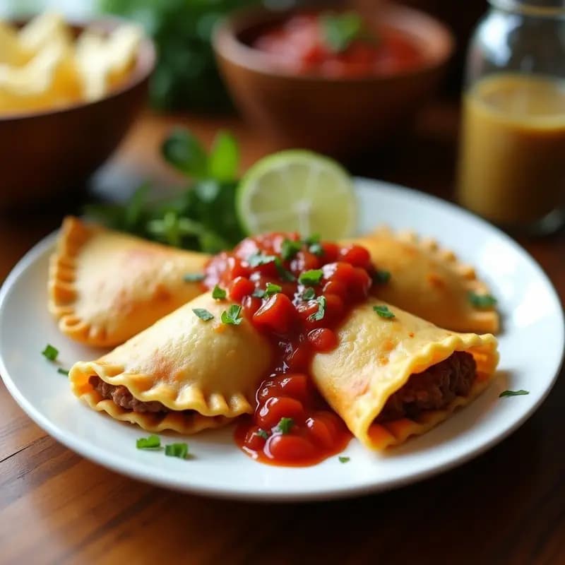 Empanadas de Carne con Queso Mozzarella y Salsa Barbacoa: Bocados Argentinos Reventados