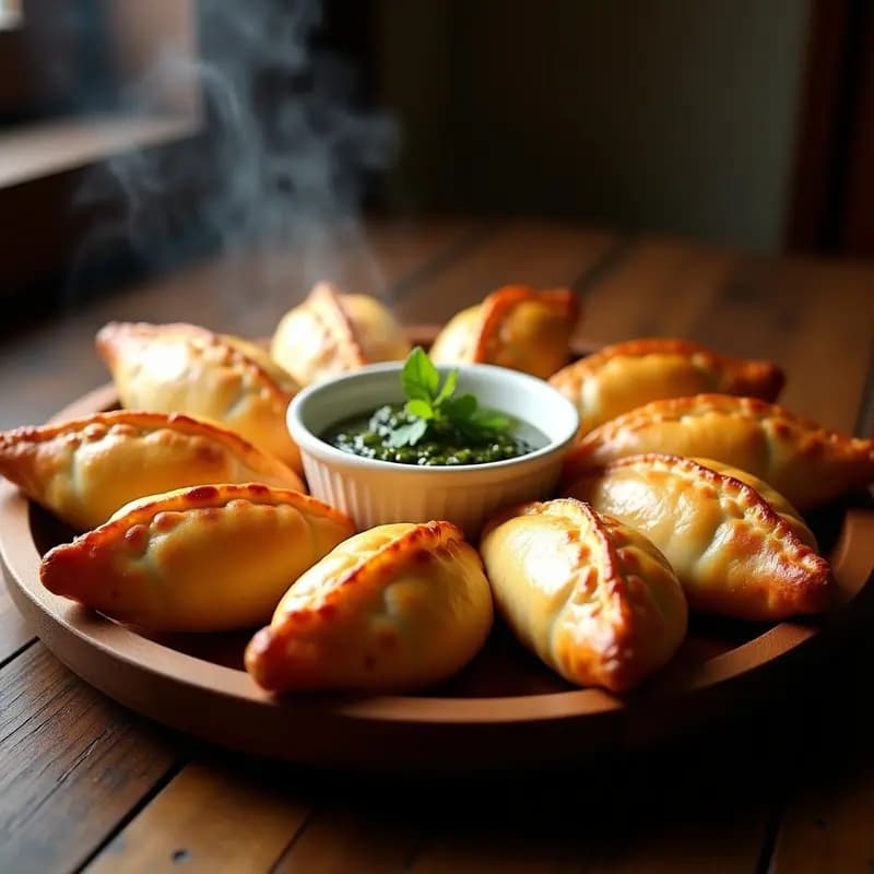 Empanadas de Carne con Queso y Salsa de Chimichurri: Receta Argentina de Comida Reconfortante