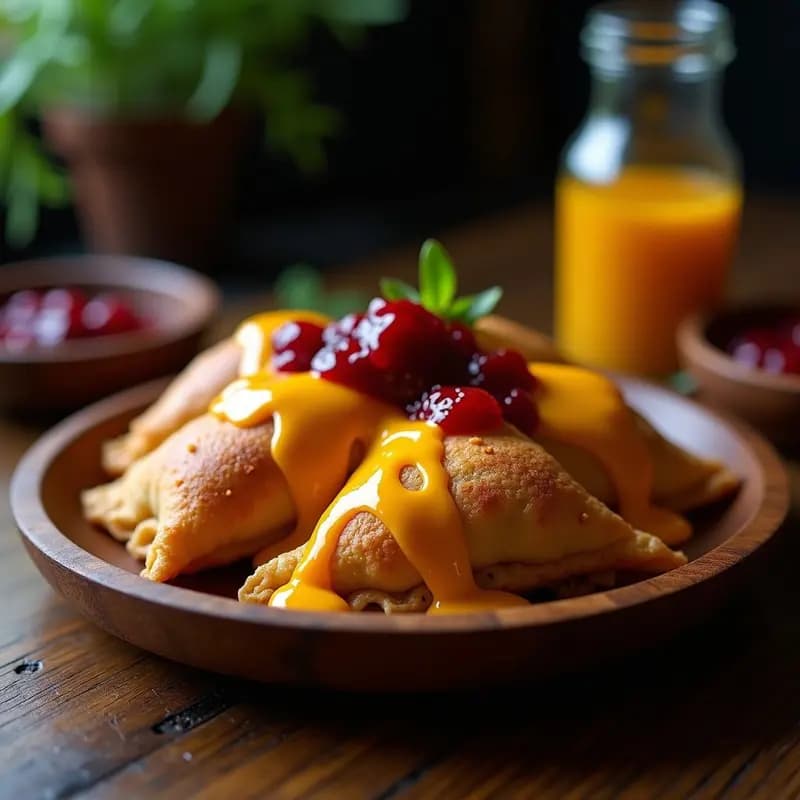 Empanadas de Carne con Salsa de Queso Cheddar y Mermelada de Arándanos: Receta Colombiana Explosiva