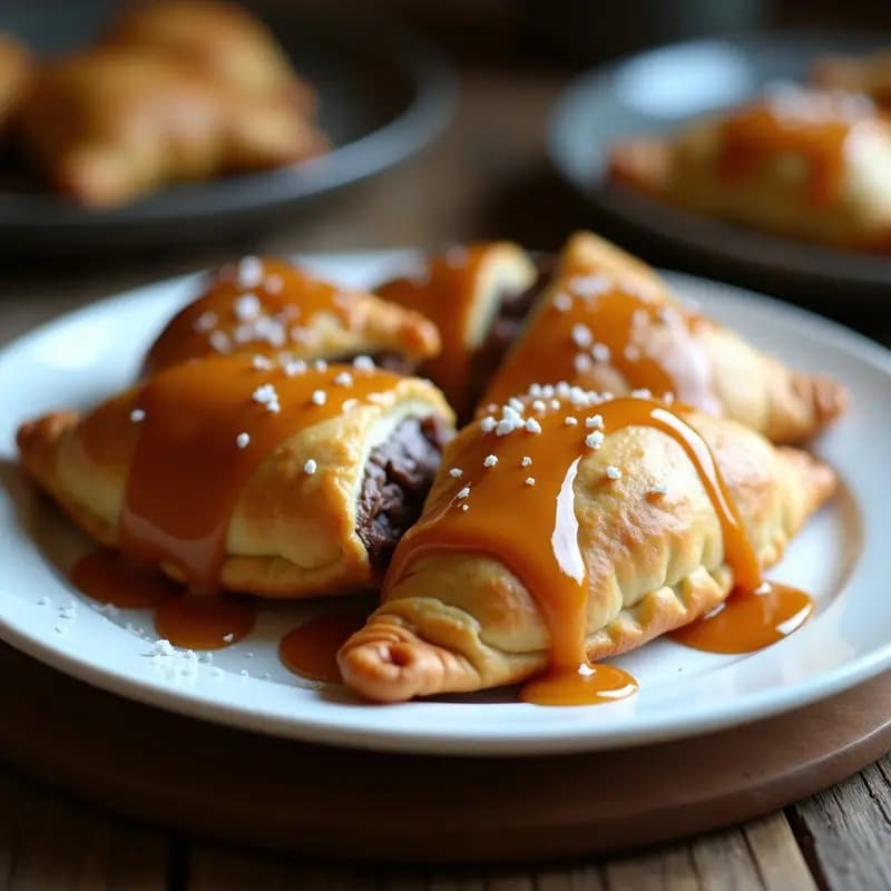 Empanadas de Chocolate y Queso Crema con Cobertura de Caramelo Salado: Postre que Sorprende