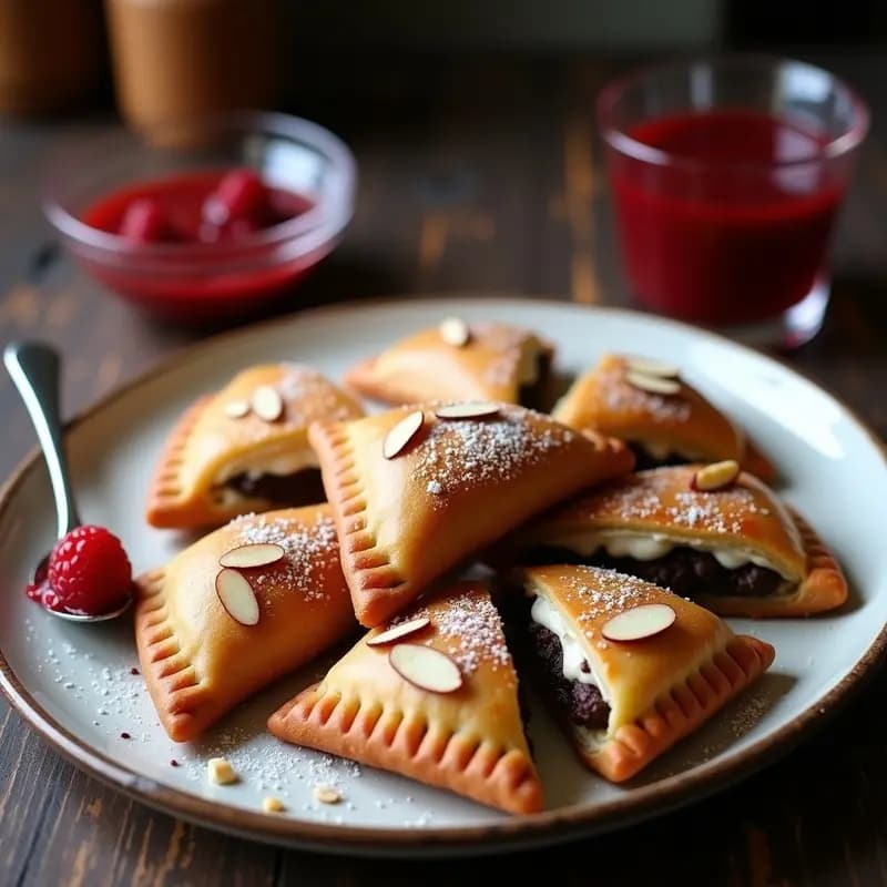 Empanadas de Chocolate y Queso con Salsa de Frambuesa: El Postre que Parece Salado pero es Puro Pecado