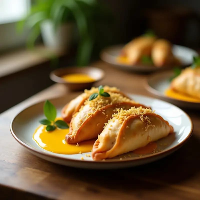 Empanadas de Coco y Camarón con Salsa de Mango Habanero: Receta Tailandesa Crujiente