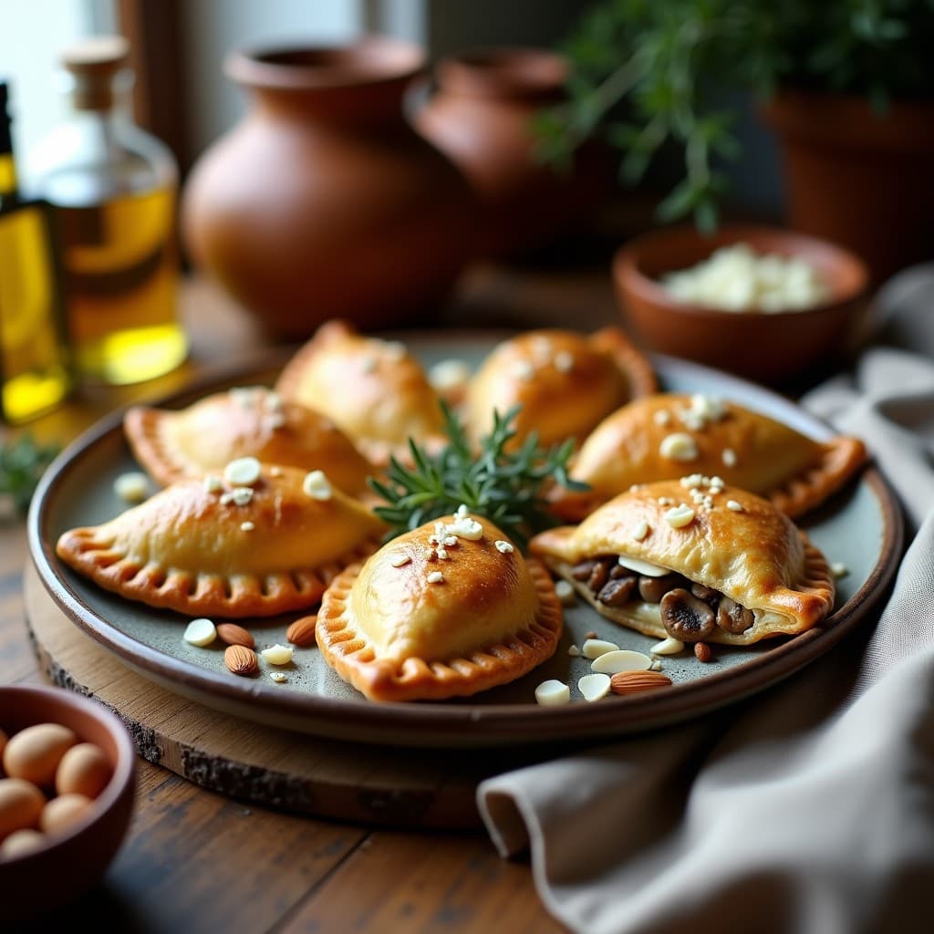 Empanadas de Espelta con Relleno de Hongos y Queso Azul: Receta Griega en Horno