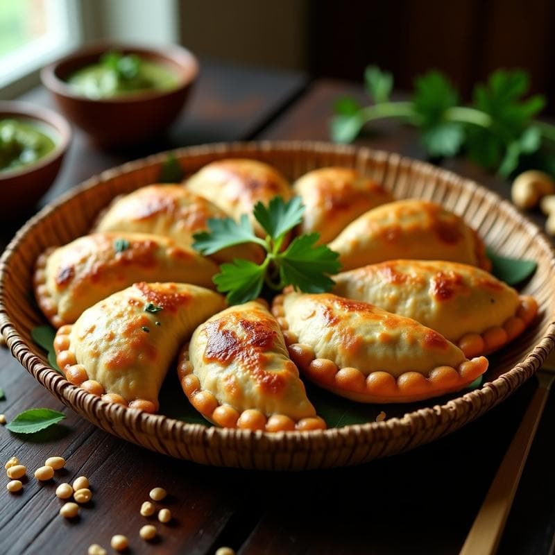 Empanadas de Espinaca y Queso de Anacardos con Masa de Harina de Garbanzo: Receta Indiana en Airfryer