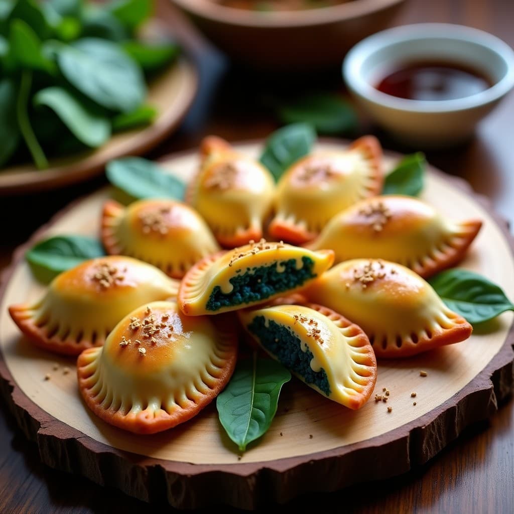 Empanadas de Espirulina y Queso Azul: Receta Gourmet Vegana con Masa de Yuca