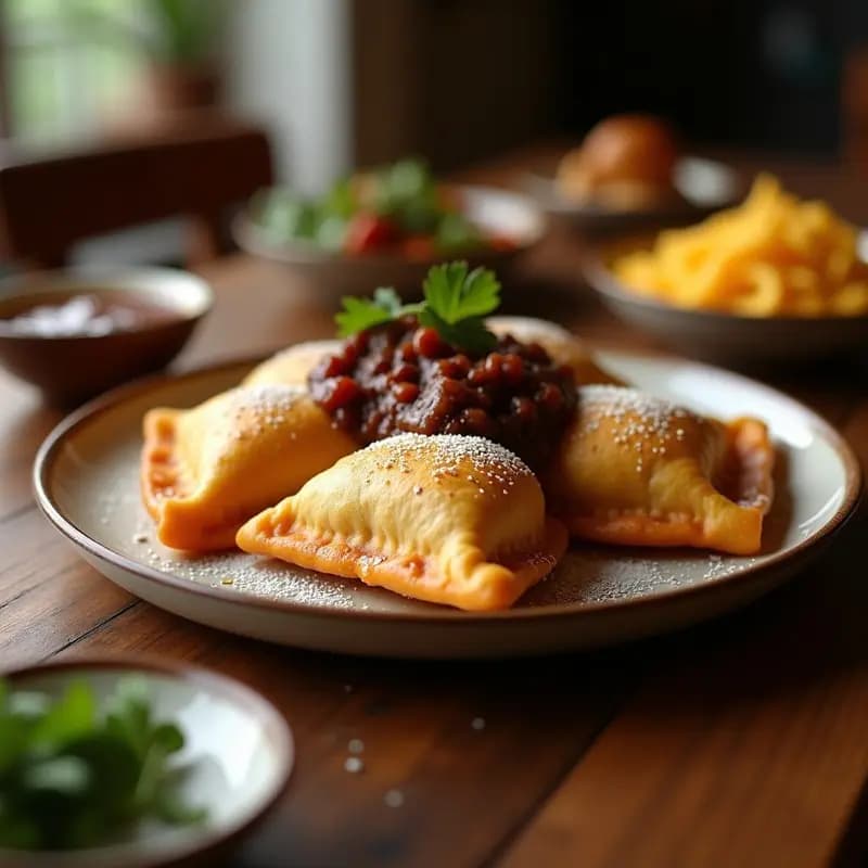 Empanadas Fritas de Carne y Queso con Salsa de Chocolate y Chile: La Fusión que Desafía los Sentidos