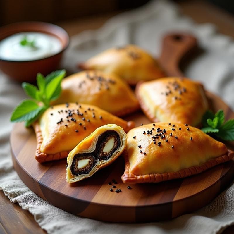 Empanadas de Queso Halloumi y Berenjena Ahumada: Receta Griega en Thermomix Crujiente
