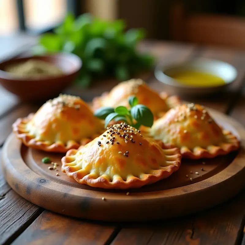 Empanadas Árabes de Queso Halloumi y Zaatar: Entrante Libanés en Horno