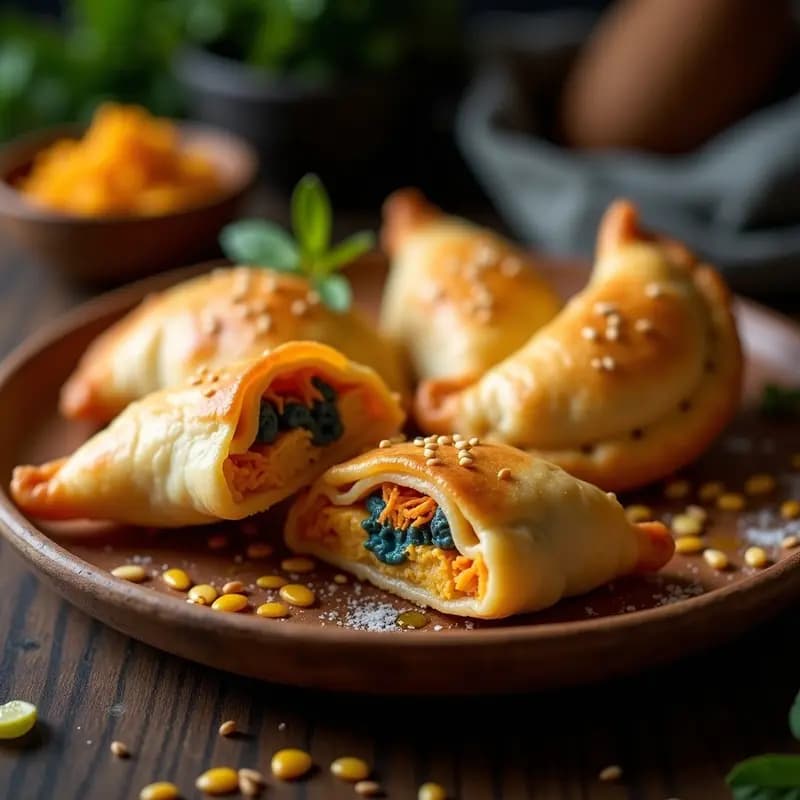 Empanadas de Harina de Almazen con Relleno de Jackfruit Desmenuzado y Qeso Azul: Receta Colombiana Vegana Crujiente