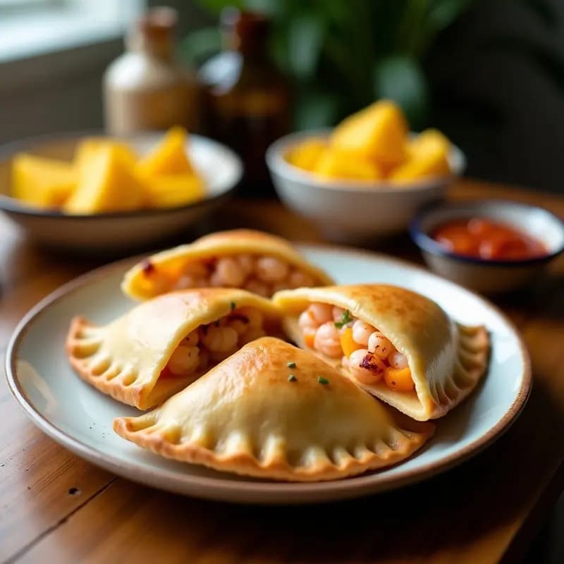 Empanadas de Harina de Coco rellenas de Camarón y Mango: Receta Colombiana Sin Gluten en Airfryer