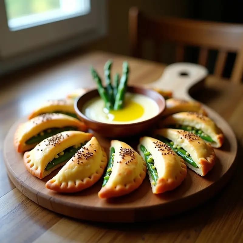 Empanadas de Harina de Garbanzo Rellenas de Espárragos y Hummus: Receta Mediterránea Sin Gluten