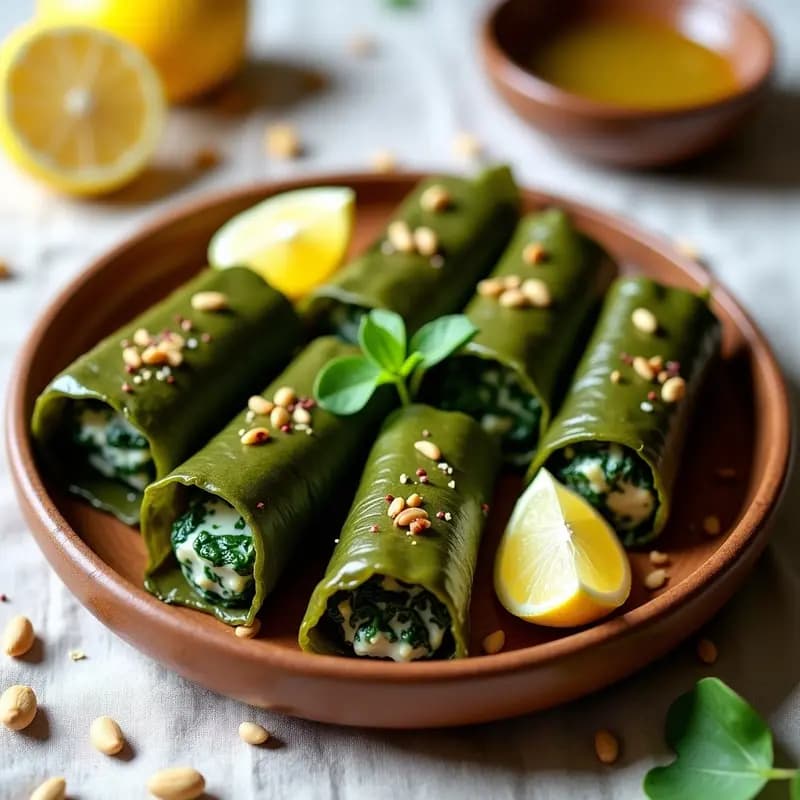 Empanadas de Hoja de Parra con Relleno de Espinacas y Piñones: Receta Libanes Vegana