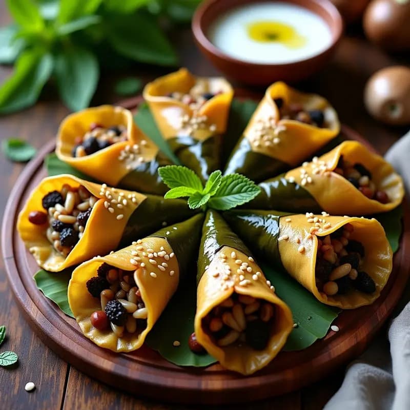 Empanadas de Hoja de Parra con Relleno de Hongos Portobello y Trufa: Receta Armenio-Vegana de Lujo