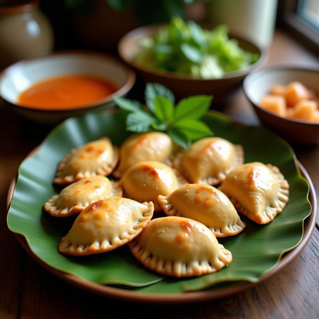 Empanadas de Hoja de Plátano con Relleno de Camarón y Leche de Coco: Receta Caribeña en Airfryer