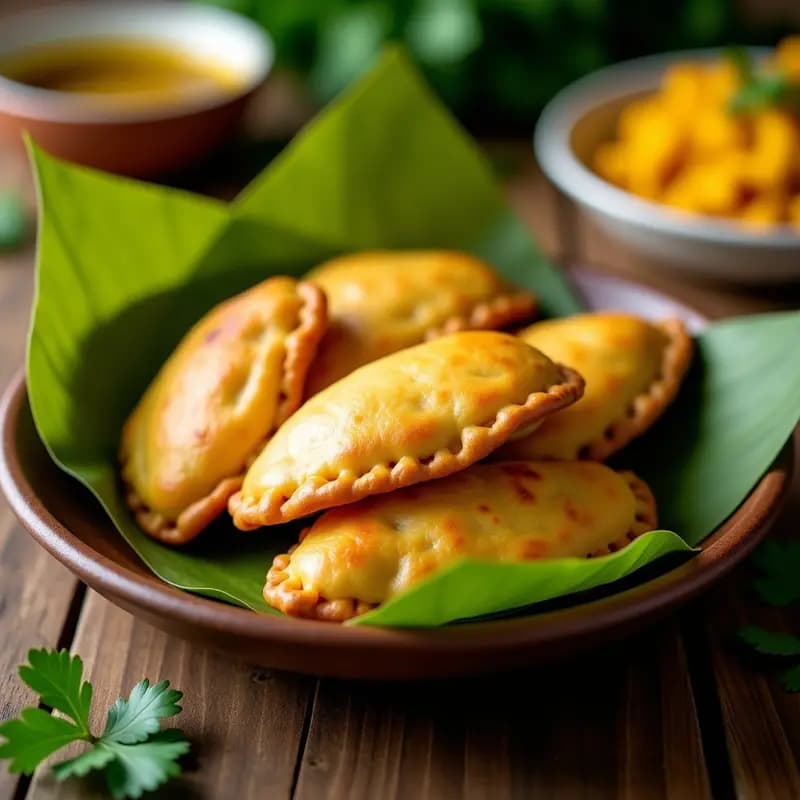 Empanadas de Hoja de Plátano con Relleno de Pollo al Cúrcuma: Receta Filipina en Airfryer