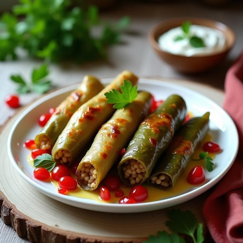 Empanadas de Hojas de Parra con Arroz Salvaje: Receta Armena Vegana en Airfryer