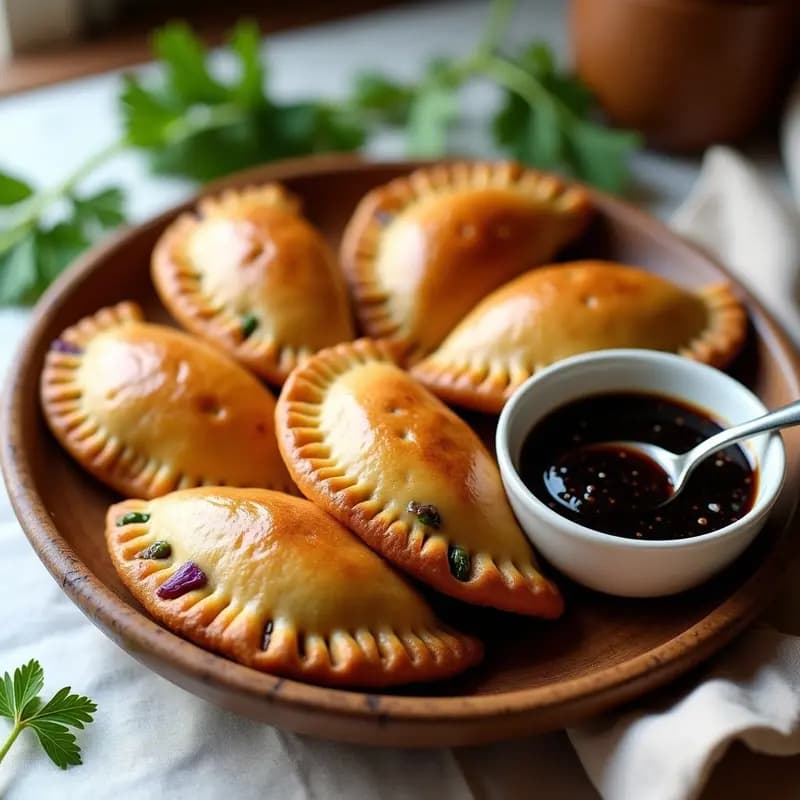 Empanadas de Harina de Lentil y Espárragos con Salsa de Ajo Negro: Receta Vegana en Airfryer