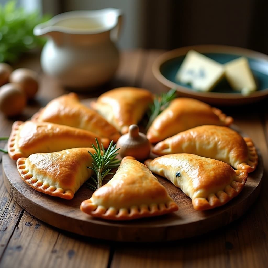 Empanadas de Maitake y Queso Azul en Masa de Harina de Almendra: Receta Japonesa en Airfryer