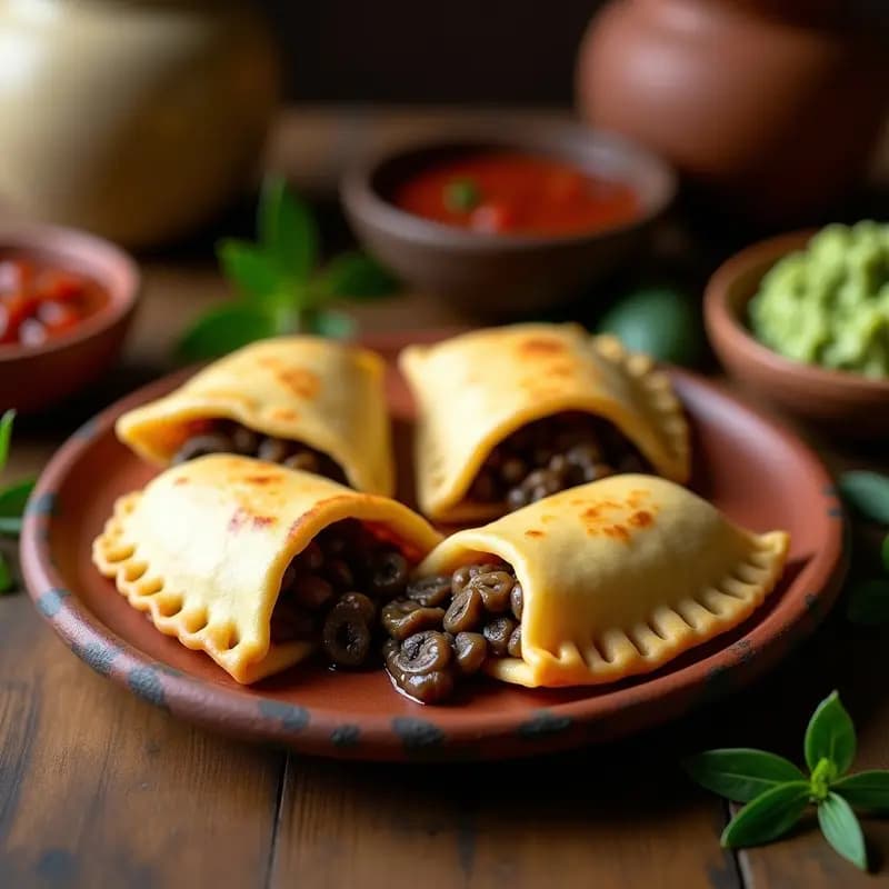 Empanadas de Masa de Maíz Azul con Relleno de Hongos y Epazote: Receta Oaxaqueña Tradicional