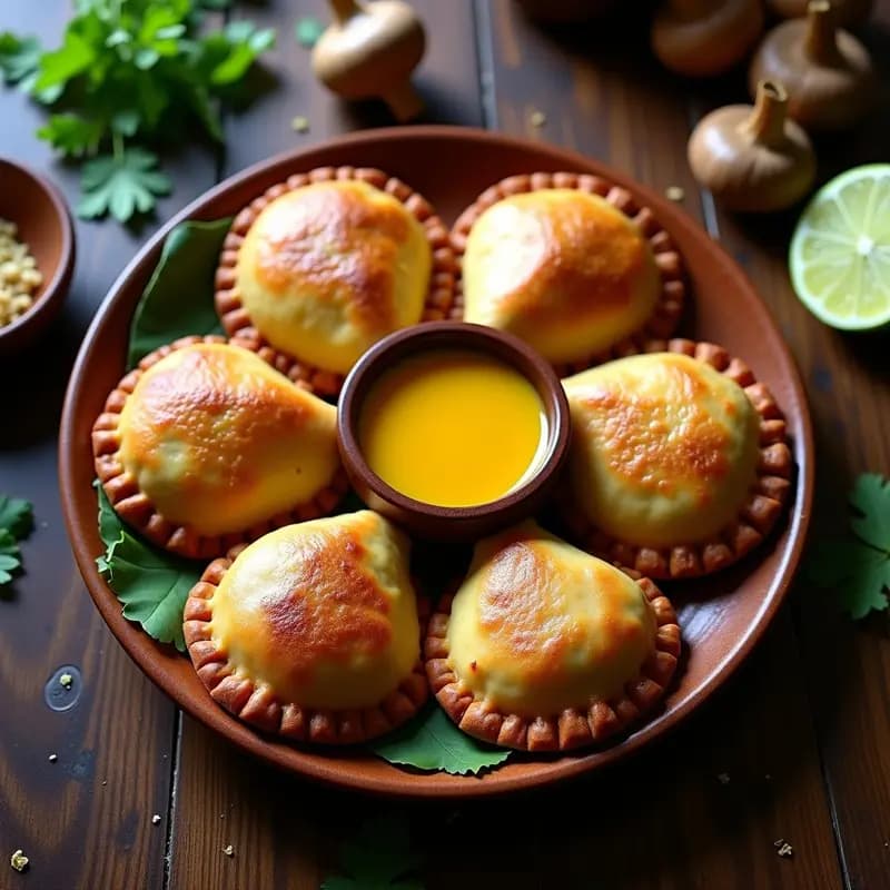 Empanadas de Maíz Morado y Hongos Shiitake: Receta Peruana Vegana con Ají Amarillo