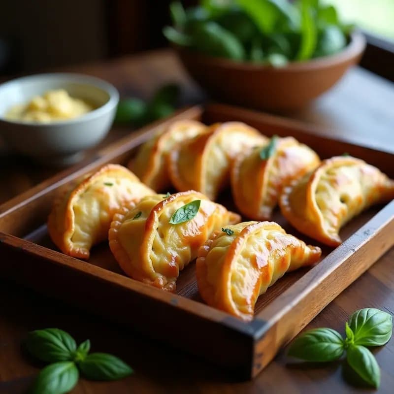 Empanadas de Masa de Mandioca con Relleno de Berenjena Asada y Queso de Anacardos: Receta Paraguaya Vegana