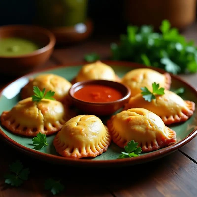 Empanadas de Masa de Mandioca con Relleno de Pollo al Curry Verde: Receta Angola-Brasilera