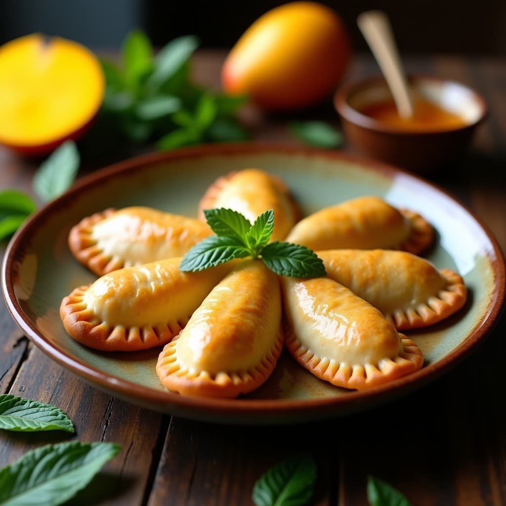 Empanadas de Mango Maduro y Queso de Oveja con Hojas de Hierbabuena: Postre Salado Colombiano