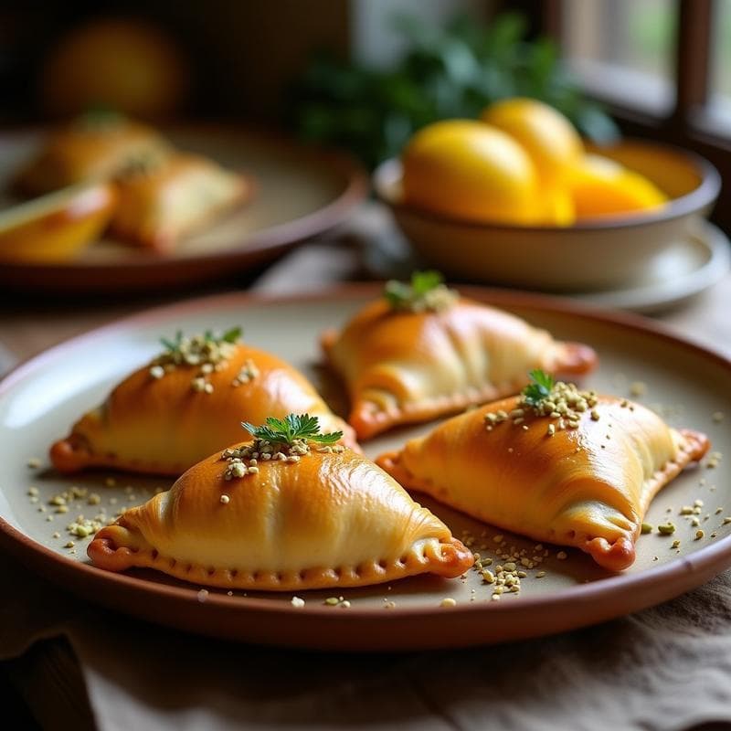 Empanadas de Mango y Queso de Cabra con Masilla de Hojaldre: Postre Árabe Dulce y Salado