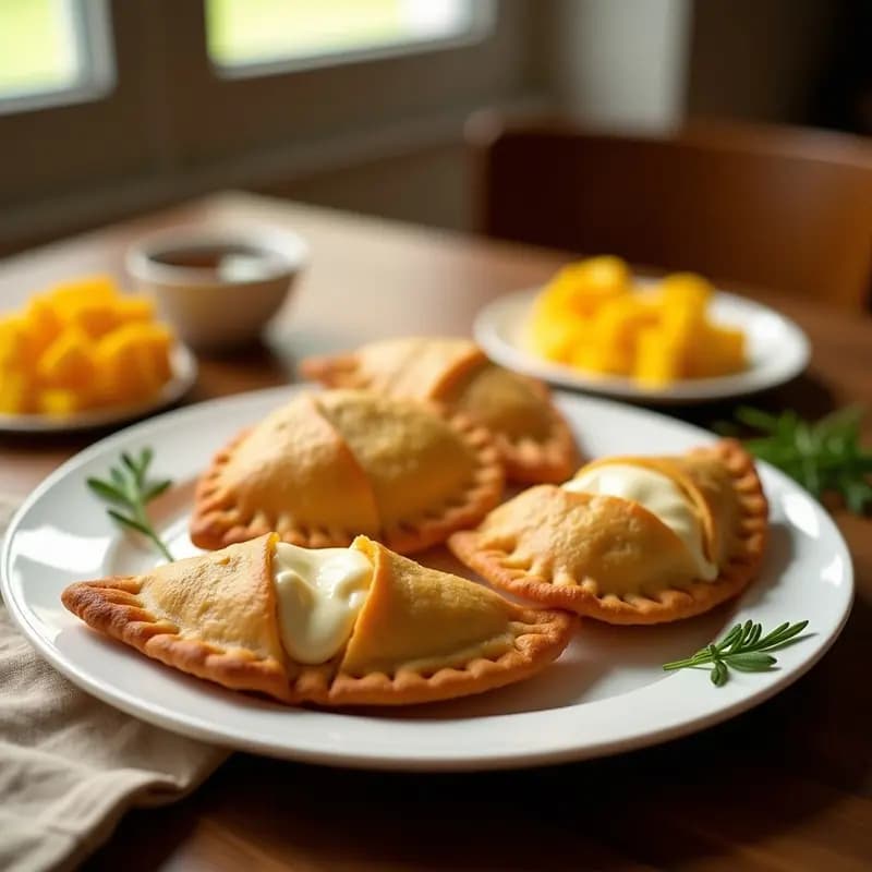 Empanadas de Mango y Queso de Cabra: Postre Colombiano Crujiente y Gourmet