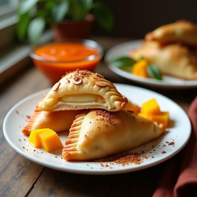 Empanadas de Mango y Queso Crema con Salsa de Chile Habanero: Postre Mexicano Picante-Dulce